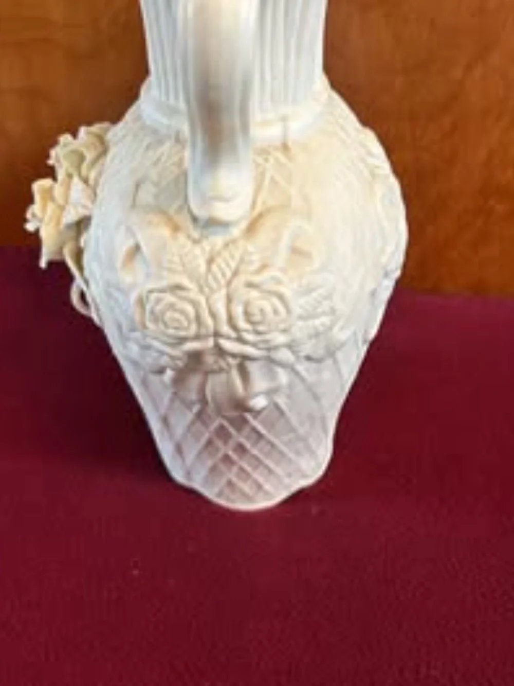 Ornate Cream Ceramic Double-Handled Floral Vase